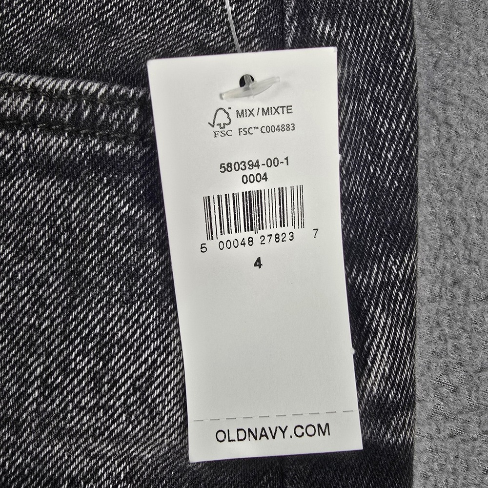 Old Navy Denim Skirt Womens 4 Black Washed‎ Raw Hem Cutoff Mini Stretch NWT - Picture 3 of 7